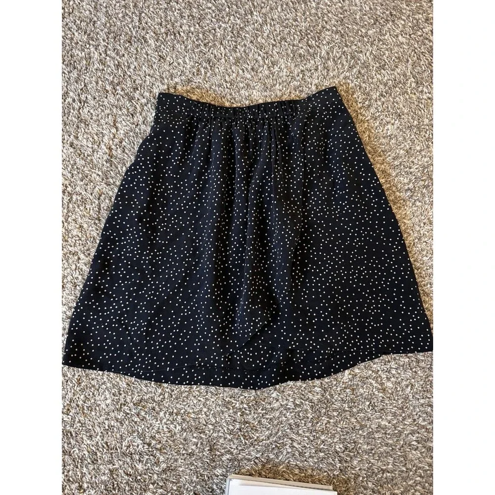 Madewell Women’s S Black White Dot Faux Wrap Mini Skirt Elastic Waist Lined